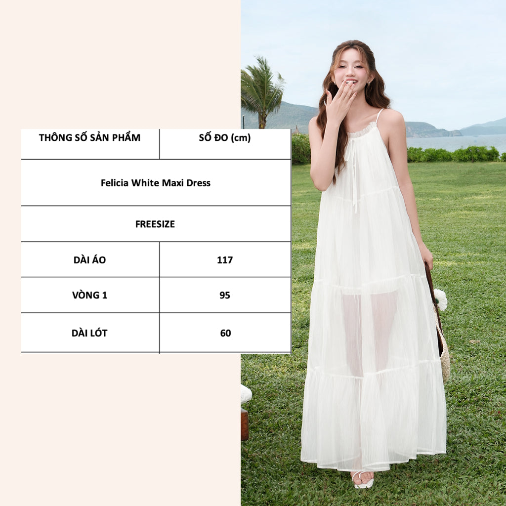 TUBYCATU | Đầm voan tơ Felicia White Maxi Dress