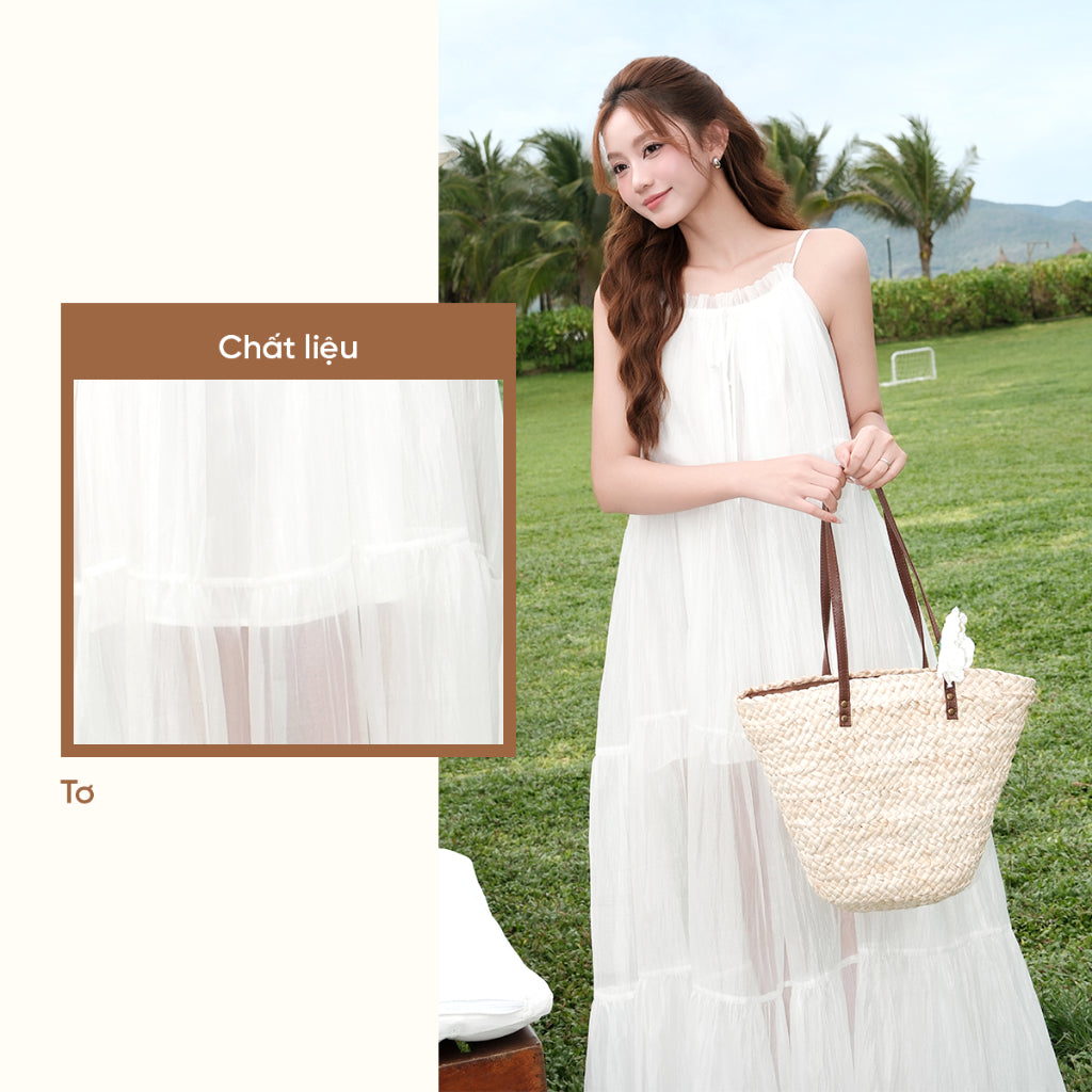 TUBYCATU | Đầm voan tơ Felicia White Maxi Dress