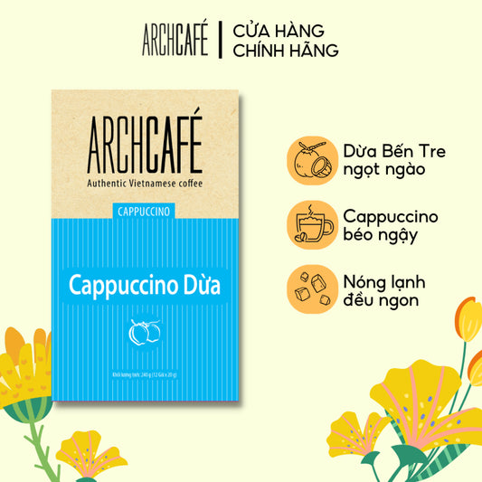 Cà phê Cappuccino Dừa - Archcafé (hộp 12 gói x 20g)