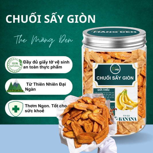 Chuối Sấy Giòn Mè Gừng Chuẩn OCOP The Măng Đen Hộp 200g Đặc Sản Tây Nguyên Giòn và Thơm Chất Lượng